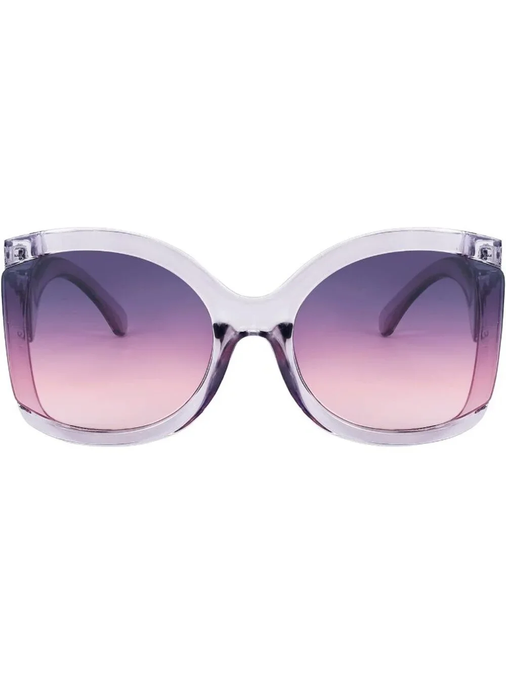 Women's Oversized Square Sunglasses Curly Arm Frame Shades B4035 Grey Purple